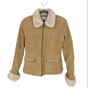 S - Maxima Wilson's Leather | Genuine leather 90s Tan Faux Fur Jacket